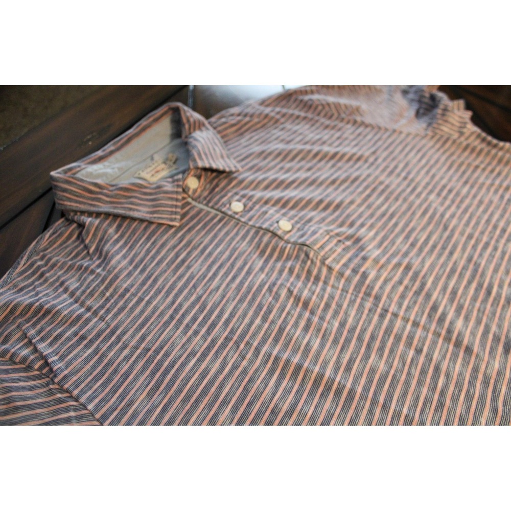 Faherty Brand Polo Shirt Mens 2XL Blue Stripe Sunwashed Organic Cotton Jersey